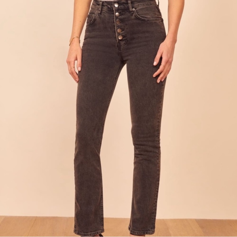 Reformation Liza High Rise Straight Button Fly‎ Jeans Yuma/Black Size 26